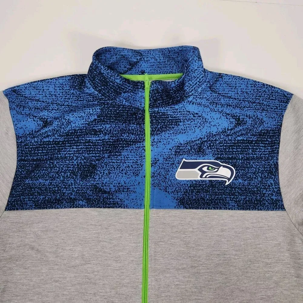 NFL‎ Team Aperral Seattle Seahawks Mens L Zip Up Sweatshirt Football